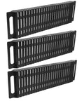 Three black ESD Safe Circuit Board Storage Stand And Anti Static Rack for PCB Repair, vertical alignment.