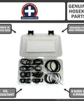 All In One Heavy Duty SAE Hydraulic O Ring Flange Kit With 80 Buna 90 O Rings For Code 61 And Code 62 High Pressure Seals Sized From One Half Inch To Two And One Half Inch Includes Eight SAE Sizes From Eight Through Thirty Two in a clear latch box.
