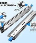 Beefy 53mm Width Heavy Duty Locking Drawer Slides With Lock 3 Fold Full Extension Side Mount Ball Bearing Rails 250 Lb Load