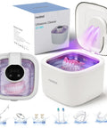 Ultrasonic Retainer Cleaner Machine For Dentures Aligners Braces And Mouth Guards With 45kHz Power And 24W Transducer, 350ml Stainless Pod For A Grime Busting Deep Clean, Five Timer Modes For Daily Appliance Care