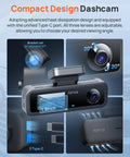 Beast 4K Front And Interior Dash Cam with Rear 1080P displayed with adjustable lens, Type-C ports, and compact design features.