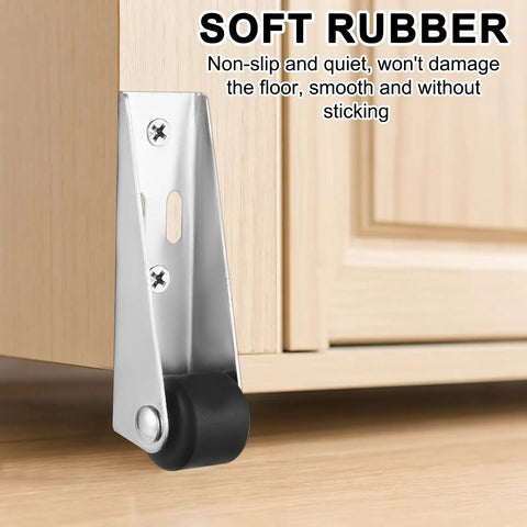 Eight Tough Little Casters With Slick Rolling Track Rollers For Sliding Doors And Furniture Fix Ups Includes Stainless Steel Bottom Wheels And Solid Hardware For Zero Sag And Easy Glide showing a close-up of a stainless steel mini caster with soft rubber wheel.