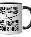 Soaring Sailplane Pilot Ceramic Mug For Glider Enthusiasts Black And White Coffee Cup For Aviation Nerds And Flight Junkies Perfect Gift For Airborne Hobbyists Durable Dishwasher Safe Ceramic Mug For Daily Brew, featuring a glider design and motivational text.