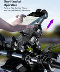 Beefy Heavy Duty Motorcycle Phone Mount With Vibration Dampener And Anti Shake Handlebar Cradle for 5.4-6.9 inch smartphones.
