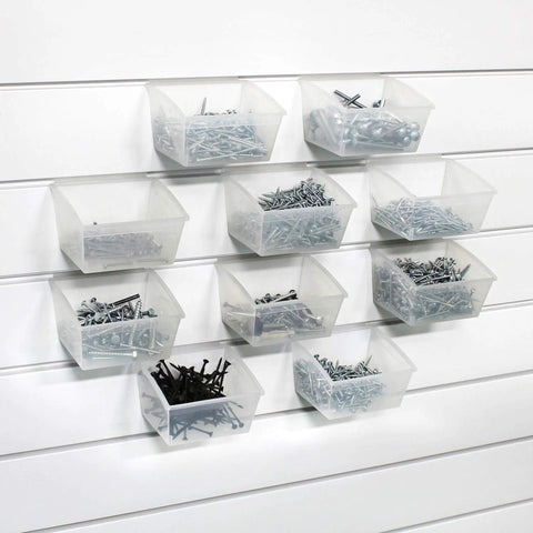 Grab And Go Garage Storage 10 Pack Small ProBins For PVC Slatwall Snap In Design Holds Up To 33 Lbs Each Durable PPE Plastic