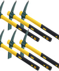 Six Piece 15 Inch Heavy Duty Forged Garden Pick Mattock Hoe Set With 1.5 Lb Heads And Rubber Non Slip Handles Displayed