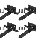 4 Pack 5 Inch Antique Cast Iron T Hinges With Hardware, Vintage Black Powder Coated Wrought Iron Door Hinges displayed with screws