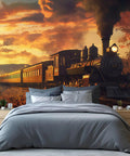 Epic Steam Train Mural Wall Art For Living Room And Bedroom, Massive Locomotive Canvas Wallpaper, 157 By 110 Inches Not Peel And Stick
