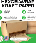 Four Pack Of 1400 Foot Honeycomb Kraft Paper Refills With 15 Inch Width, shown in dispenser for easy packing.