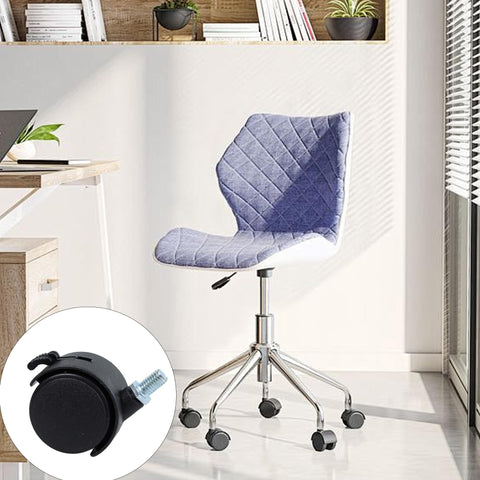 Gray office chair with Four Pack 1.5 Inch Universal Caster Wheels With Brakes For Office Chairs Furniture Toolboxes And Industrial Equipment Smooth Rolling Mobility And Safe Locking On Any Surface