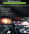 Image showing solutions for car issues: flickering headlights, weak battery, strange sounds, starting difficulty, electrical failures.