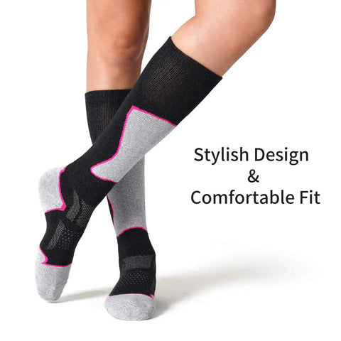 Merino Wool Ski Socks 2 Pack Thermal Warm Knee High For Snowboarding And Skiing Thick Cushioned Knee And Heel Keep Your Feet Toasty