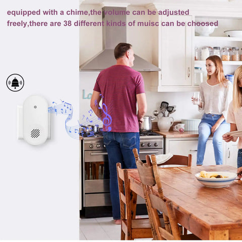 Wireless WiFi Video Doorbell Camera with Chime and 2 Way Audio in kitchen setting with people interacting