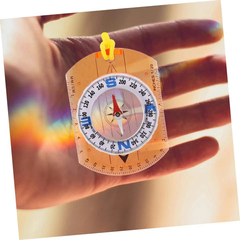 Person holding Orienteering Compass Pointer Lightweight Hiking Navigation Tool For Outdoor Adventures with luminous coating
