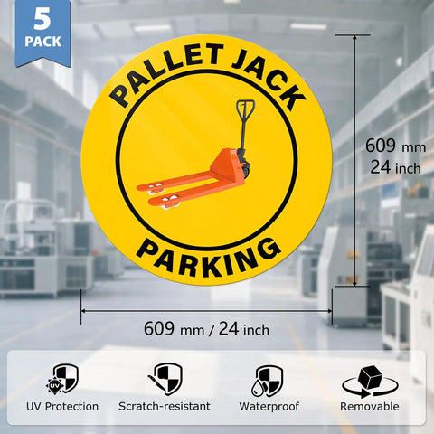 5 Pack Pallet Jack Parking Signs Self Adhesive Vinyl Floor Signs 24 By 24 Inches Anti Slip Waterproof Safety Signage