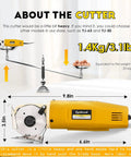 Heavy Duty Electric Rotary Fabric Carpet Cutter With 70mm Octagonal Blade, 1.4Kg weight with dimensions for precise textile trimming.