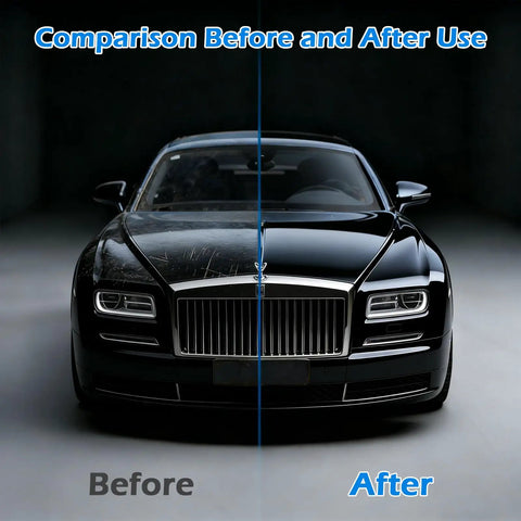 Two Pack Quick Effect Car Coating Spray 2026 Upgrade With Three In One Shine Care on luxury car, before and after use.