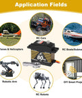 Applications of Beefy Waterproof 80kg Servo With Brushless Motor for RC planes, cars, boats, robotic arms, and projects