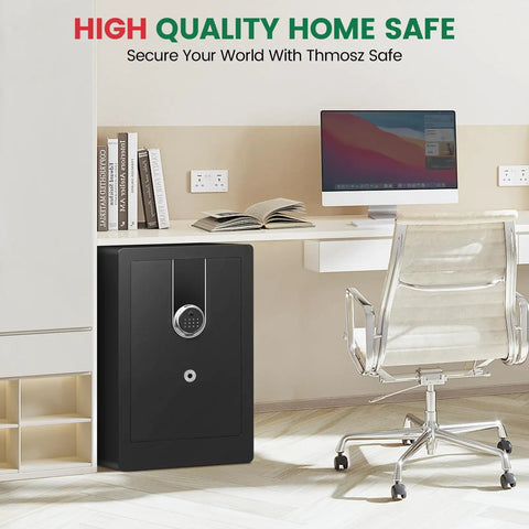 5.5 Cubic Feet Biometric Fireproof Safe For Home With Keypad And Dual Alarms Beefy Waterproof Heavy Duty Safe Box under desk