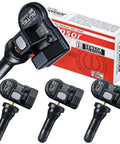 Programmable TPMS Sensor MX 315/433MHz For Cars And Light Trucks, Universal Coverage, Easy Setup, Cost-Effective Tire Pressure Monitoring Sensor For Shops And DIYers, 99 Percent Vehicle Compatibility, set of 4 black valve stem sensors with box