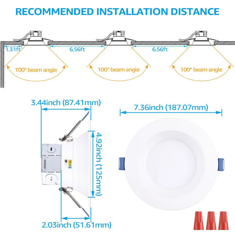 8 Pack 6 Inch LED Canless Recessed Downlights With J Box For Easy Install No Sweat Anti Glare Deep Baffle Dimmable CRI90 Color Temp 2700K To 5000K ETL Air Tight IC Rated Bright Energy Saving Ceiling Lights