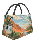 Desert Palm Tree Print Insulated Lunch Bag For Women And Men, Reusable Leakproof Cooler Tote, Portable Lunch Box