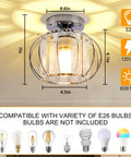 Modern Semi Flush Mount Ceiling Light Fixture With Crystal Chandelier Effect Chrome Small Ceiling Lamp dimensions shown