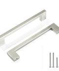 Square Drawer Pulls Two Pack Stainless Steel Cabinet Handles with screws, 7 inch length, brushed nickel finish, surface mount installation.