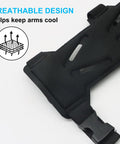 Close-up view of Adjustable Archery Arm Guard Bracer showing breathable design and strap detail.