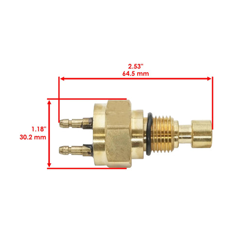 Fan Sensor Switch Compatible With Honda Shadow 750 VT750C 1983 And Other Honda CX And Ascot Models Plus Kawasaki Bayou 400 And Brute Force Mule 4X4 Series For Easy Ride Ready Cooling Control Replacement, brass 64.5 mm