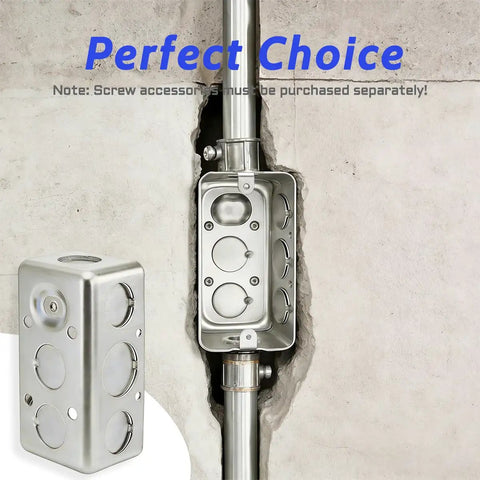 Built Tough Galvanized Steel Electrical Box Set With 4x2 Inch Junction Boxes, 1.8 Inch Depth, installed in concrete wall