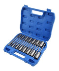 15 Piece Deep Hex Socket Set With 150mm Long Reach Nut Driver Bits in blue plastic case displayed open
