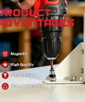 Image showcasing 6 Pcs Magnetic Drywall Screw Setter Bits Featuring Ph2 Depth Stop Dimpler Adapter, showing secure bit attachment.