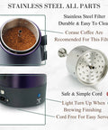 Detailed view of 10 Cup Purple Percolator Coffee Pot Electric Stainless Steel With Keep Warm Function components and features.
