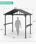 Hardtop Outdoor BBQ Grill Gazebo With Bar And Tool Hooks, Waterproof Sloped Roof, smoke venting canopy dimensions diagram