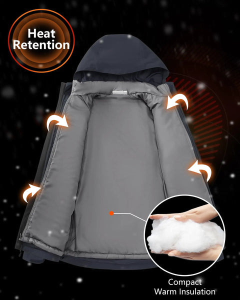 Versatile 3-In-1 Waterproof Windproof Ski Jacket For Men With Removable Puffer Liner showing interior insulation detail