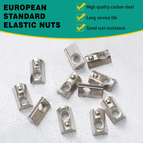 Front view: M5 T-nuts (half-roll) for aluminum extrusion profiles, carbon steel, silver