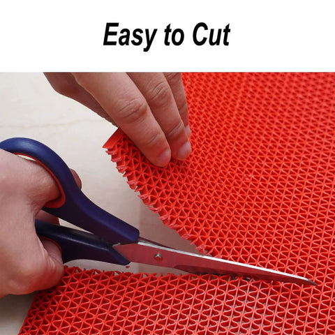 Cutting Commercial Drainage Floor Mat 3 ft by 16 ft Non Slip Heavy Duty Wet Area Mat for Indoor Outdoor Use, red PVC mesh