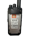 Back view of RT3S DMR Radio Dual Band Two Way Ham Radio With Cable OpenGD77 Support, showing antenna and serial plate.