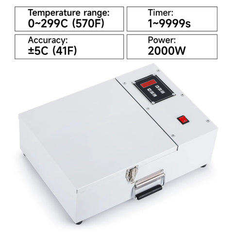 Front view: Mxmoonfree 2000W bearing induction heater in white metal case with digital display and red power switch.
