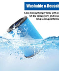 2 Pack 3 Layer VF5000 Replacement Filter submerged in water, showing washable and reusable features for wet dry vacuums.