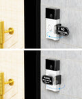 Acrylic Do Not Disturb Doorbell Sign No Soliciting For Front Door, 2-pack, installed on doorbell camera, easy tool-free setup.