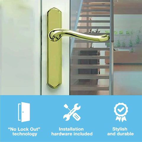 Castellan Surface Lever Latch With Deadbolt For Screen And Storm Doors Polished Brass Night Latch Tech No Lock Out Non Handed