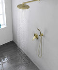 Bathroom featuring Matte Black 24 Inch Linear Shower Floor Drain With Dual Tile Insert Cover For Seamless Install