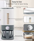 22 To 25 Lb Rice Dispenser Large Cereal And Dry Food Storage Containers With Transparent Scale Line, BPA Free, Gray