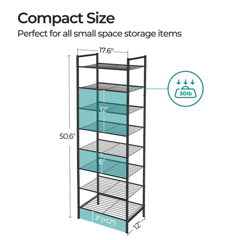 Hella Sturdy Eight Tier Vertical Metal Shoe Rack Super Compact Entryway Organizer Totally Stackable Multi Level Storage Shelf For Everyday Boots And Sneakers