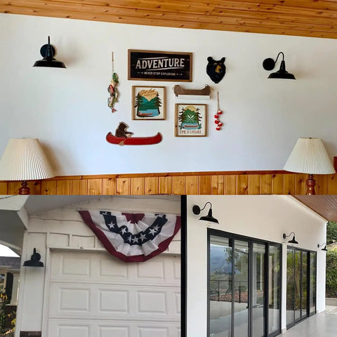 Two Pack Black Farmhouse Vanity Light Fixtures E26 Wall Lamps in hallway and porch settings