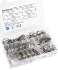 66-Piece Adjustable Stainless Steel Hose Clamp Set With 1/4 To 1-1/2 Inch Range Worm Gear Clamps in plastic case