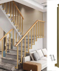 Rock Solid Gold Stair Railing Balusters With Heavy Duty Side Mount Posts And Flexible 270 Degree Adjustable Bracket For Outdoor Deck Porch Fencing No Sweat Setup Top Shelf Quality Kit Included, featured in a modern staircase.