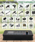 Multifunctional test capabilities display of the Upgraded QDB-5A Ignition Coil Tester With Oscilloscope and auto components.